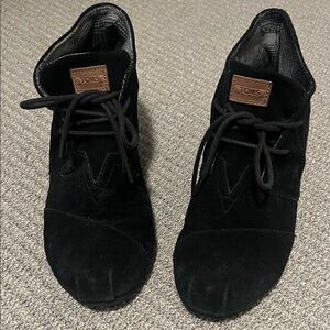 TOMS Black Suede Ankle Boots